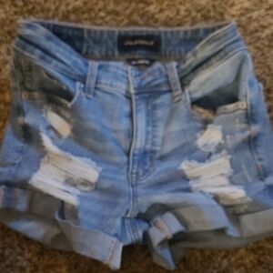 Aeropostale Light Blue Distressed Jean Shorts